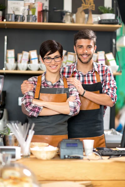 Couple coffee shop owner — Stock Photo, Image