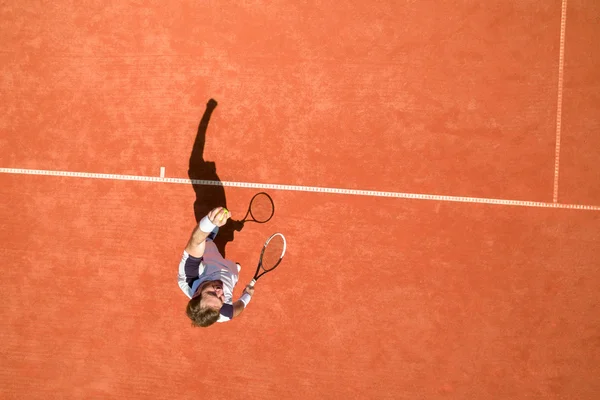 Blick von oben auf den Tennisspieler — Stockfoto