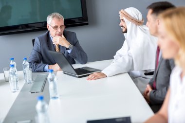 Director  and Arabian partner on meeting clipart