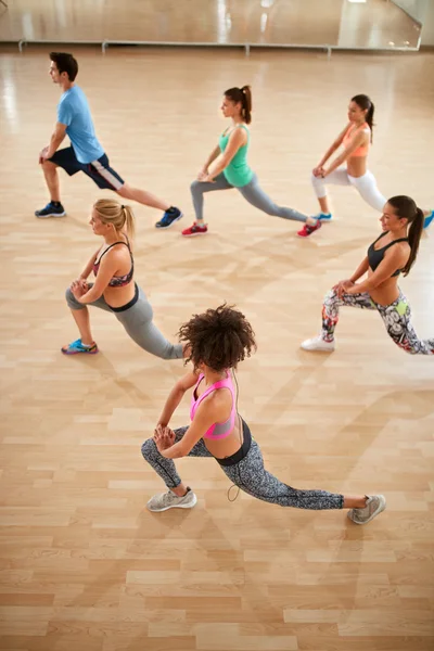 Top view on fitness class with exerciser — Stock Photo, Image