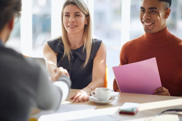 Commissione Società Piacevole Ringrazia Candidato Domanda Lavoro Persone Lavoro Azienda — Foto Stock