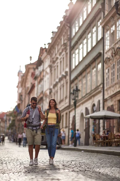 Visite Touristique Couple Prague Style Vie Des Voyageurs — Photo