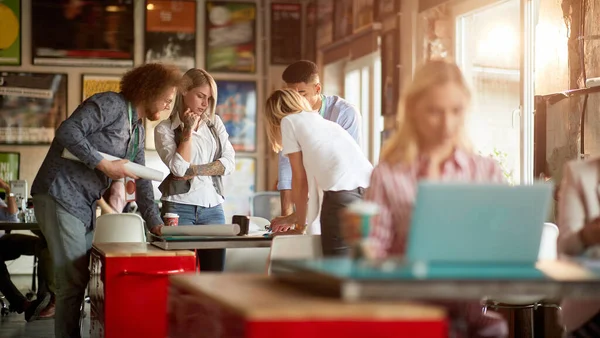 Group Young Creative People Work Working Atmosphere Office — Stock Photo, Image