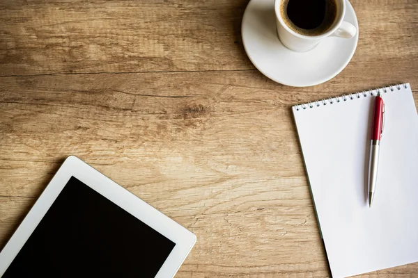 Workplace with blank digital tablet — Stock Photo, Image