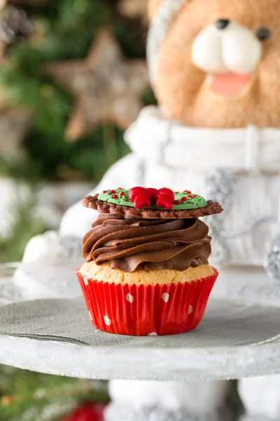 Pastelito de Navidad con crema de chocolate — Foto de Stock