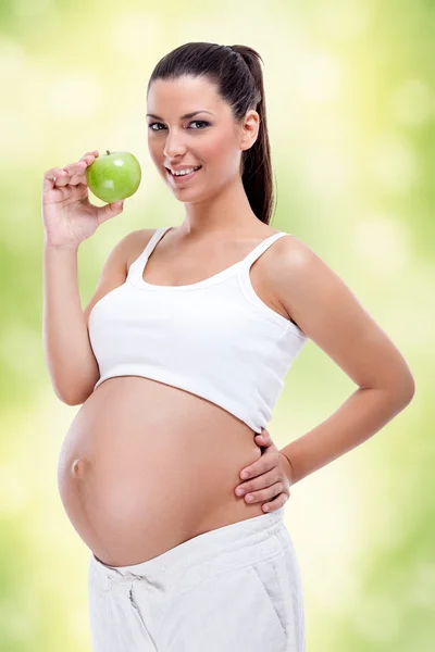 Mujer embarazada con jugo saludable —  Fotos de Stock