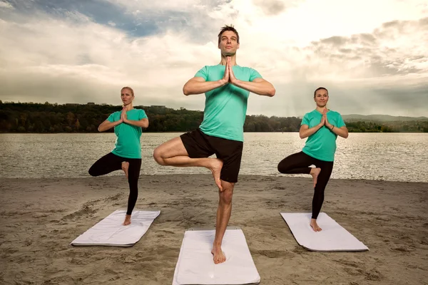 Balance Yoga Poses. Positive Black Couple Standing in Tree Asana on Sports  Mats, Having Morning Practice at Home Stock Photo - Image of girlfriend,  female: 220173956