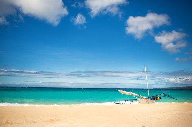Traditional Philippine boat on sea coast 
