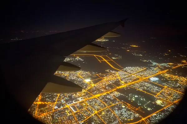 View from the window of an airplane at night — Stock Photo, Image