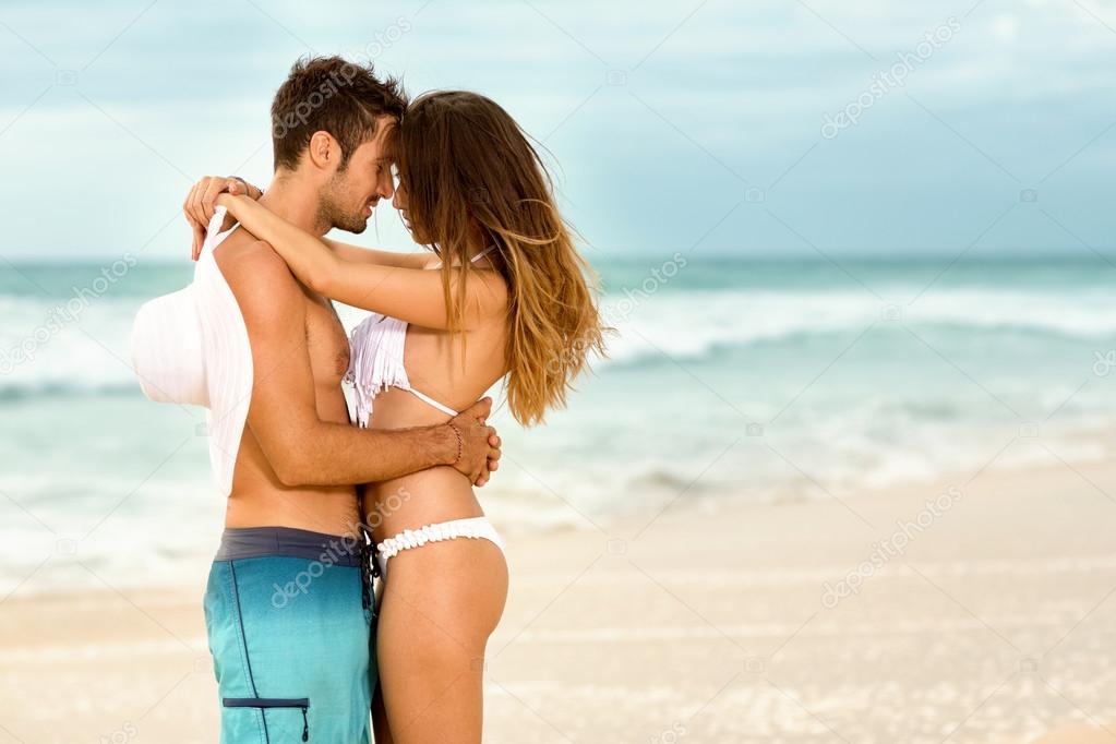 Affectionate couple on beach 