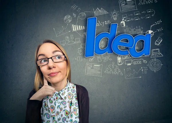 Thinking nerd with idea — Stock Photo, Image