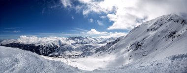 Kış dağ köknar orman karlı panorama