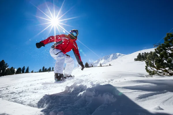 Snowboard in de bergen — Stockfoto