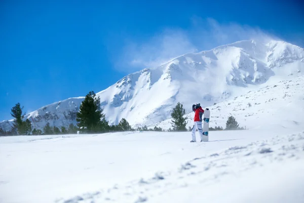 Snowboarder op de lope — Stockfoto