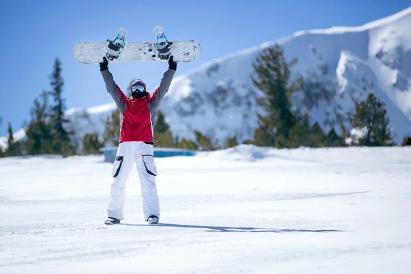 Homem feliz snowboarder — Fotografia de Stock