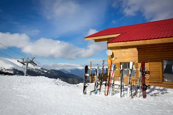 Collection of skis ski resort — Stock Photo, Image