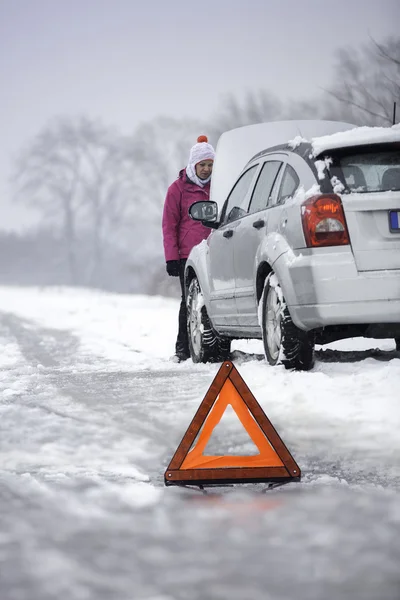 Defecto del coche en la temporada de invierno — Foto de Stock