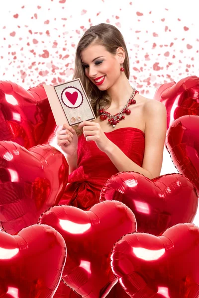 Chica en día de San Valentín — Foto de Stock