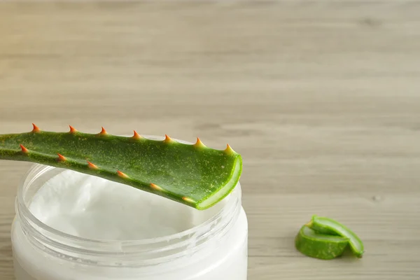 Crema di bellezza e un pezzo di aloe — Foto Stock