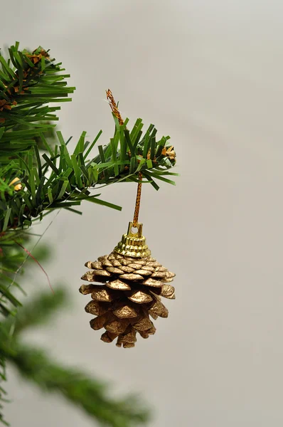 Acorn hanging on a Christmas tree branch — Stock Photo, Image