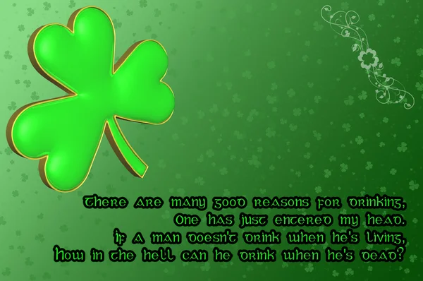 Saint Patrick's Day Card z zielona koniczynka i błogosławieństwo — Zdjęcie stockowe