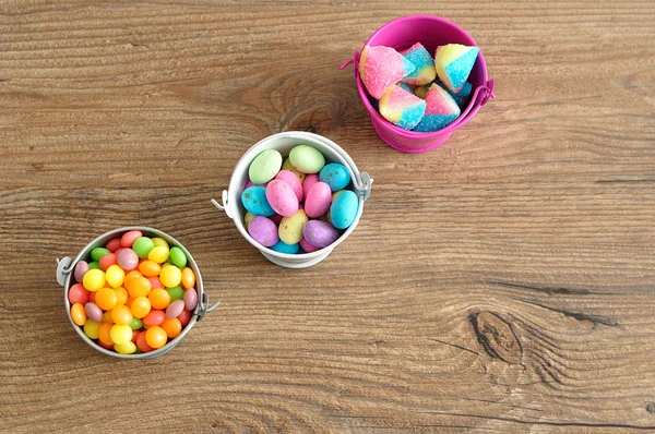 Buckets with candy — Stock Photo, Image