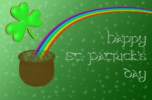 Een pot van goud aan het einde van de regenboog-St Patrick's Day — Stockfoto