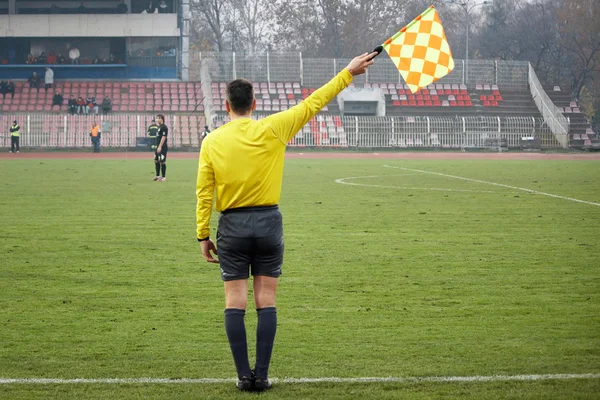 Soccer referee in the match — Stock Photo, Image