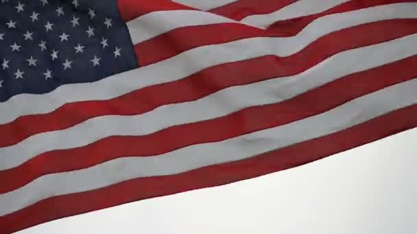 Stars and Stripes flag of the United States of America flying high on a windy day close up 1080p — Stock Video