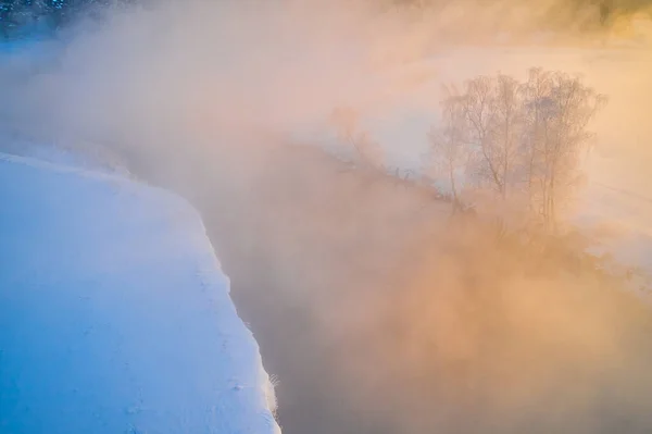 Magisches Sonnenlicht Erhellt Bäume Die Mit Frost Bedeckt Sind Kristallweiße — Stockfoto