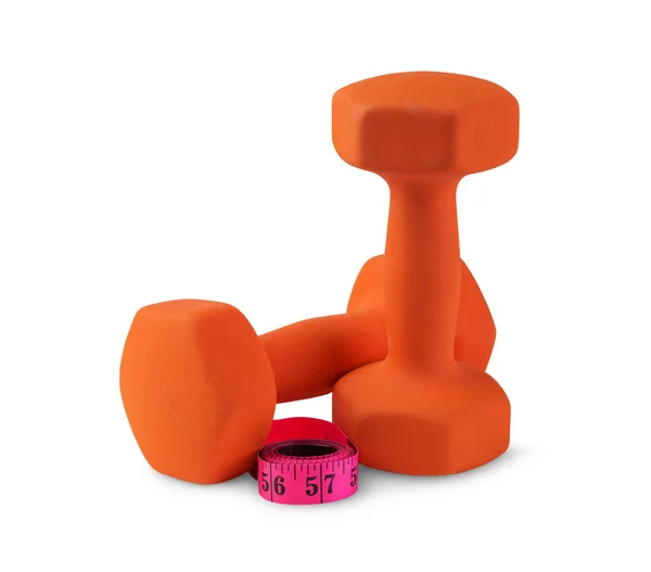 Two orange  dumbbells — Stock Photo, Image