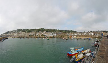 Mousehole, Cornwall, İngiltere Harbor'da Panoraması