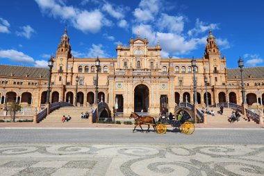 Atlı arabası, Plaza de Espana Sevilla, İspanya