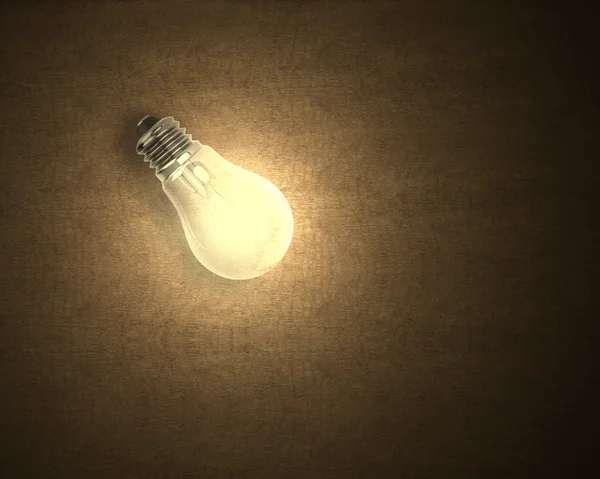 Única lâmpada na superfície de madeira — Fotografia de Stock