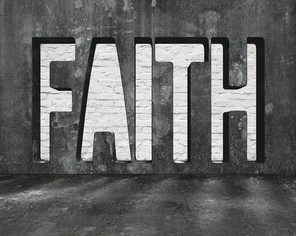 Faith word on concrete wall with brick texture — Stock Photo, Image