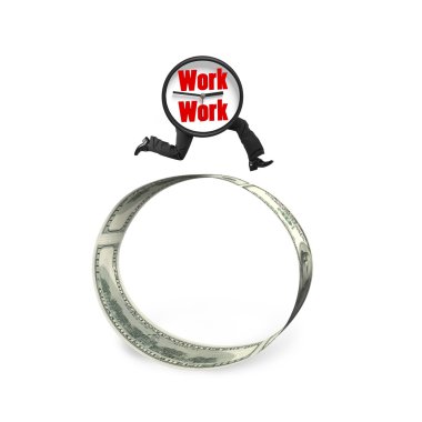 Para daire üzerine çalışan insan bacaklı saat