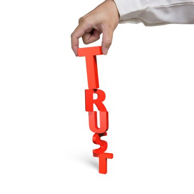 İnsan eli güven kelimesi için T'yi bir araya getiriyor