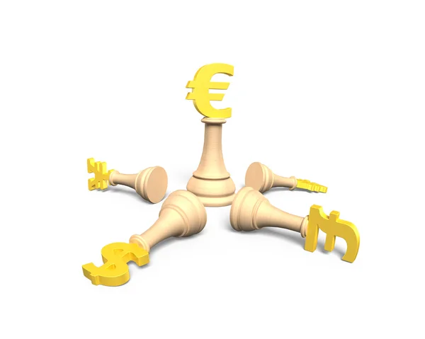 Money Chess med Golden eurovaluta King, 3D illustration. — Stockfoto