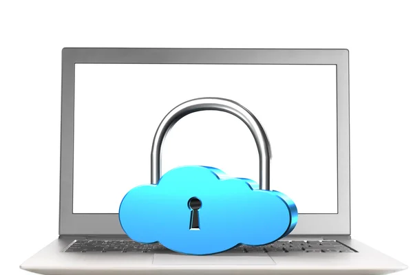 Cloud shape lock with laptop — Stock Photo, Image