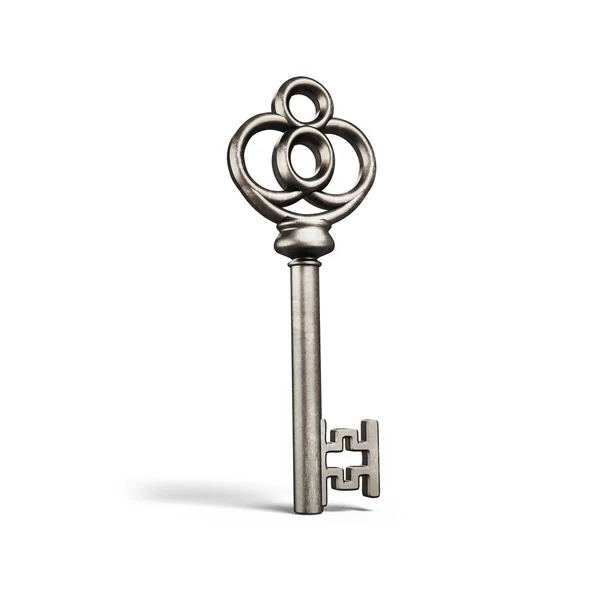 Old bronze treasure key 3D rendering — Stock Photo, Image