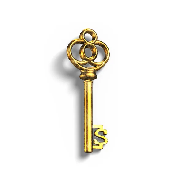 美元形状金色宝藏钥匙 — 图库照片