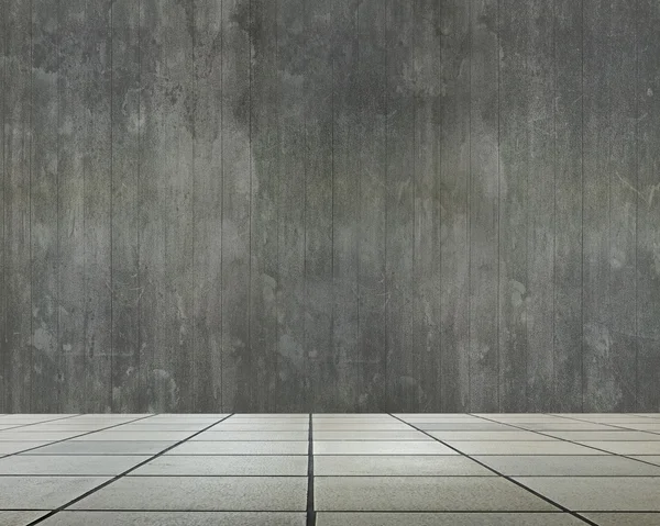 Camera vuota interna con parete in legno e pavimento in pietra — Foto Stock