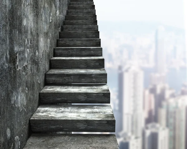 Velhas escadas de concreto sujo com parede — Fotografia de Stock