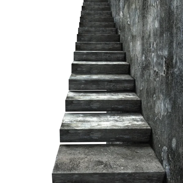 Alte schmutzige Betontreppe mit Wand, 3D-Rendering — Stockfoto