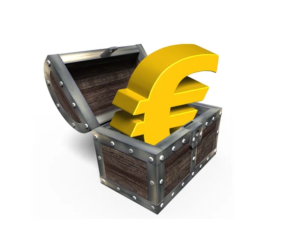 Hazine sandığı, 3d render altın Euro simgesini — Stok fotoğraf