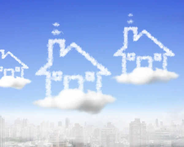 House shape clouds in the sky — Stock Photo, Image