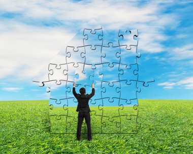 Ev şekli montaj bulmaca koleksiyonu