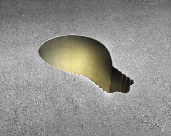 Deep lamp shape hole with lighting — Stock Photo, Image