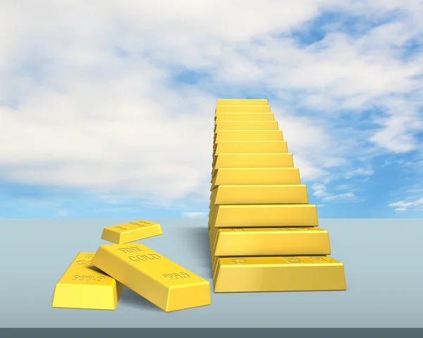 Stacking bullion in stairs shape on desk — Stock Photo, Image