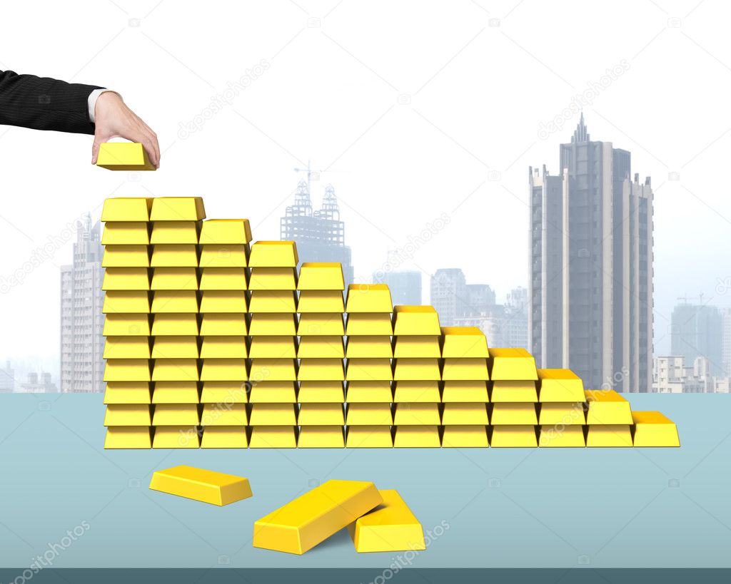 Stacking Bullion In Stairs Shape On Desk Stock Photo C Bruesw